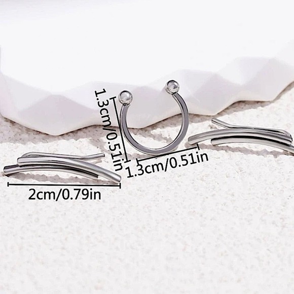 Two Piece Geometric Ear Climber, Silver, Huggie, Hoop, Stud, Minimalist - Picture 5 of 5